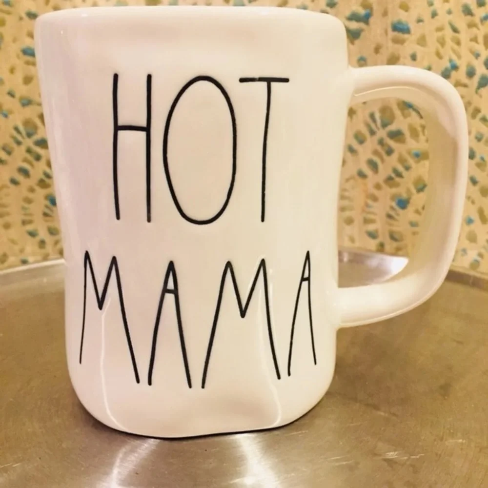 Rae Dunn Hot Mama Mug NWT Coffee Tea black white